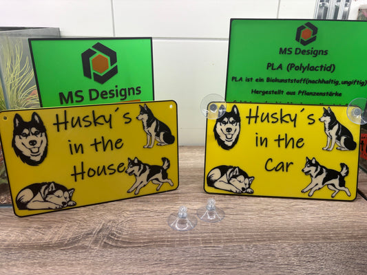 Schild Husky‘s in the House/Car