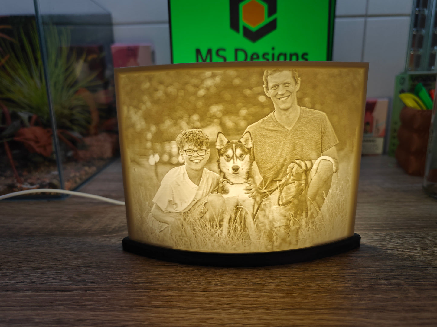 Foto Lampe „Odin“ Lithophane gebogen